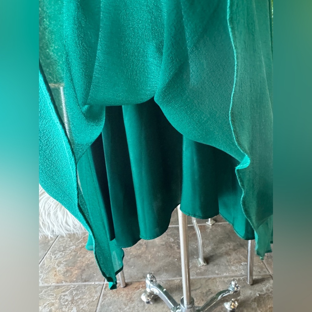 New DONNA RICCO Silk Chiffon and Charmeuse Halter Dress-Emerald green size 8 - Picture 4 of 10